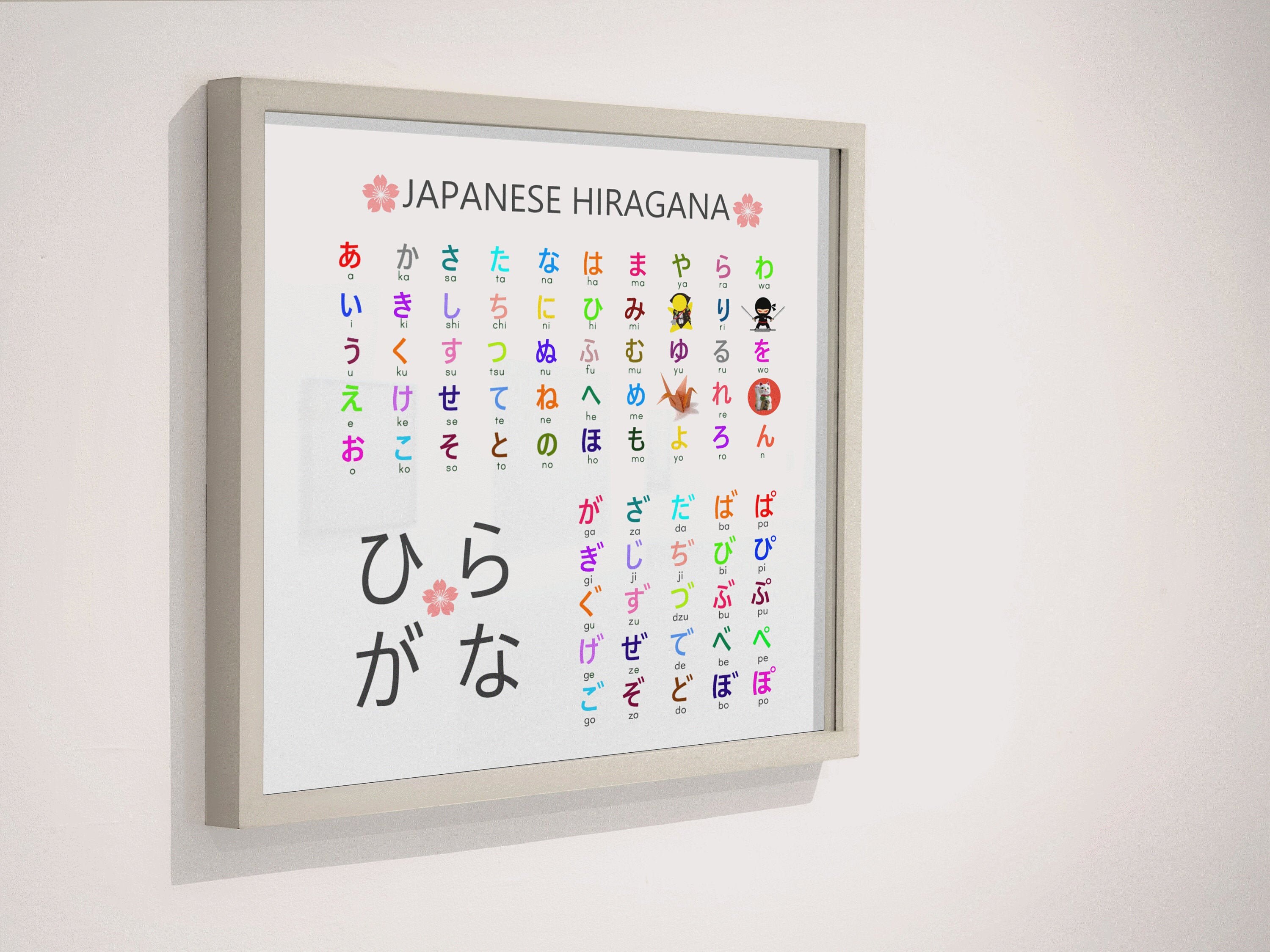 Japanese Hiragana Chart Poster 16 X 16 Etsy