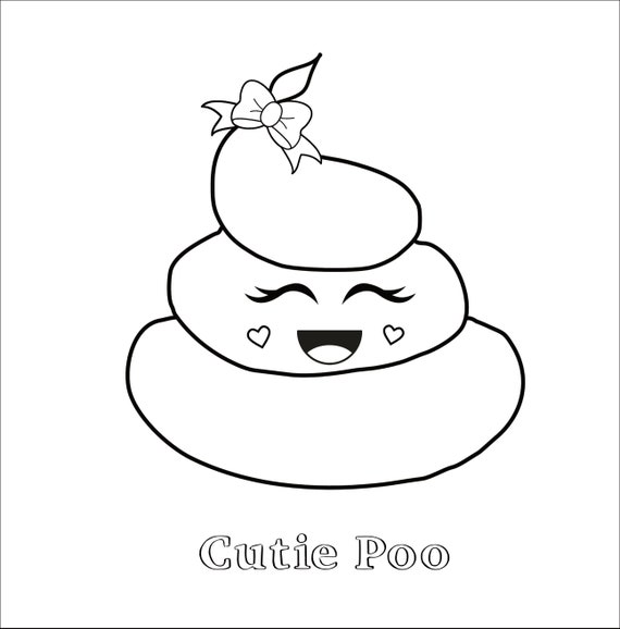 poop for girls printable coloring pages with cute funny poop etsy