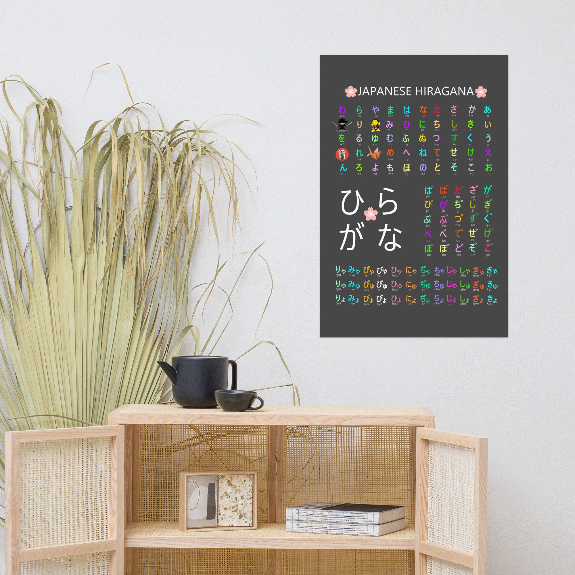 Japanese Hiragana Chart Poster Charcoal Etsy Ireland Japanese Hiragana Chart Poster Charcoal Etsy Ireland