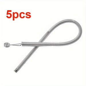 May include: A silver-colored metal spring tool with a flexible coiled body and a small looped end. The text 5pcs is displayed in red in the upper left corner. This flexible wire device features a continuous spiral design throughout its length.
