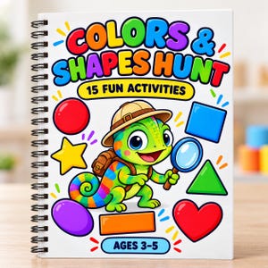 Colors and Shapes Hunt Printable, Preschool Color & Shape Activities, Shape Recognition, Color Matching Game, Ages 3-5, 15 Pages A4 size