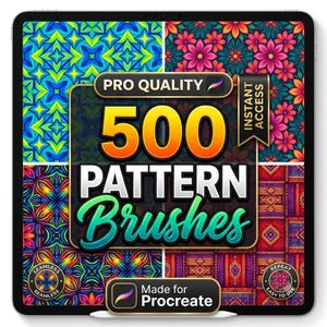 500+ Procreate Mönsterpenslar, Sömlös Texturpaket (Digital Nedladdning)