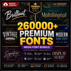 260,000+ Premium Fonts Bundle, Script, Serif, Sans Serif, Handwritten, Display & Creative Fonts