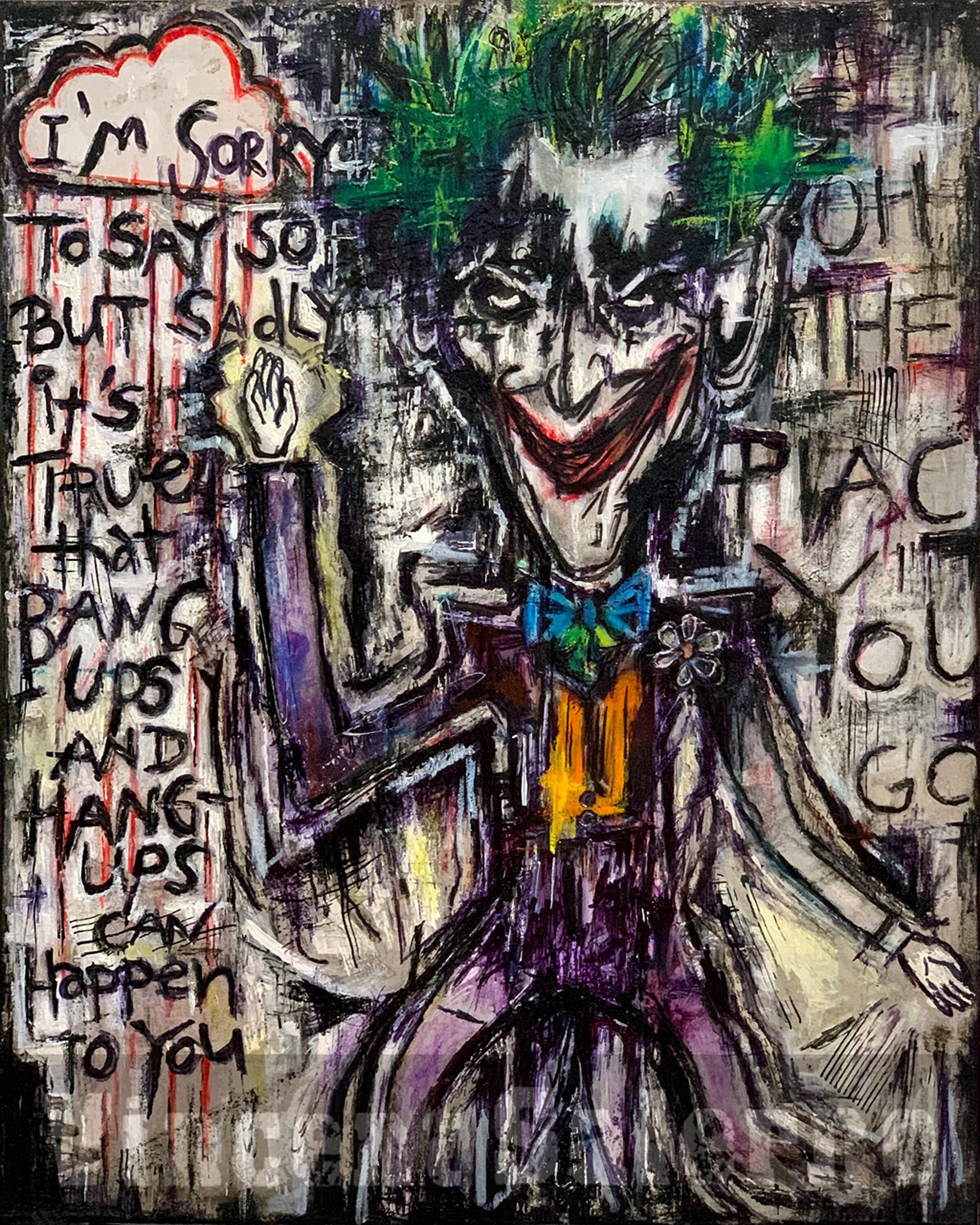 【早い者勝ち】WAND boards ぱうたボード　JOKER 152 The Joker Original Mixed Media Collage on Recycled Wood-drawing