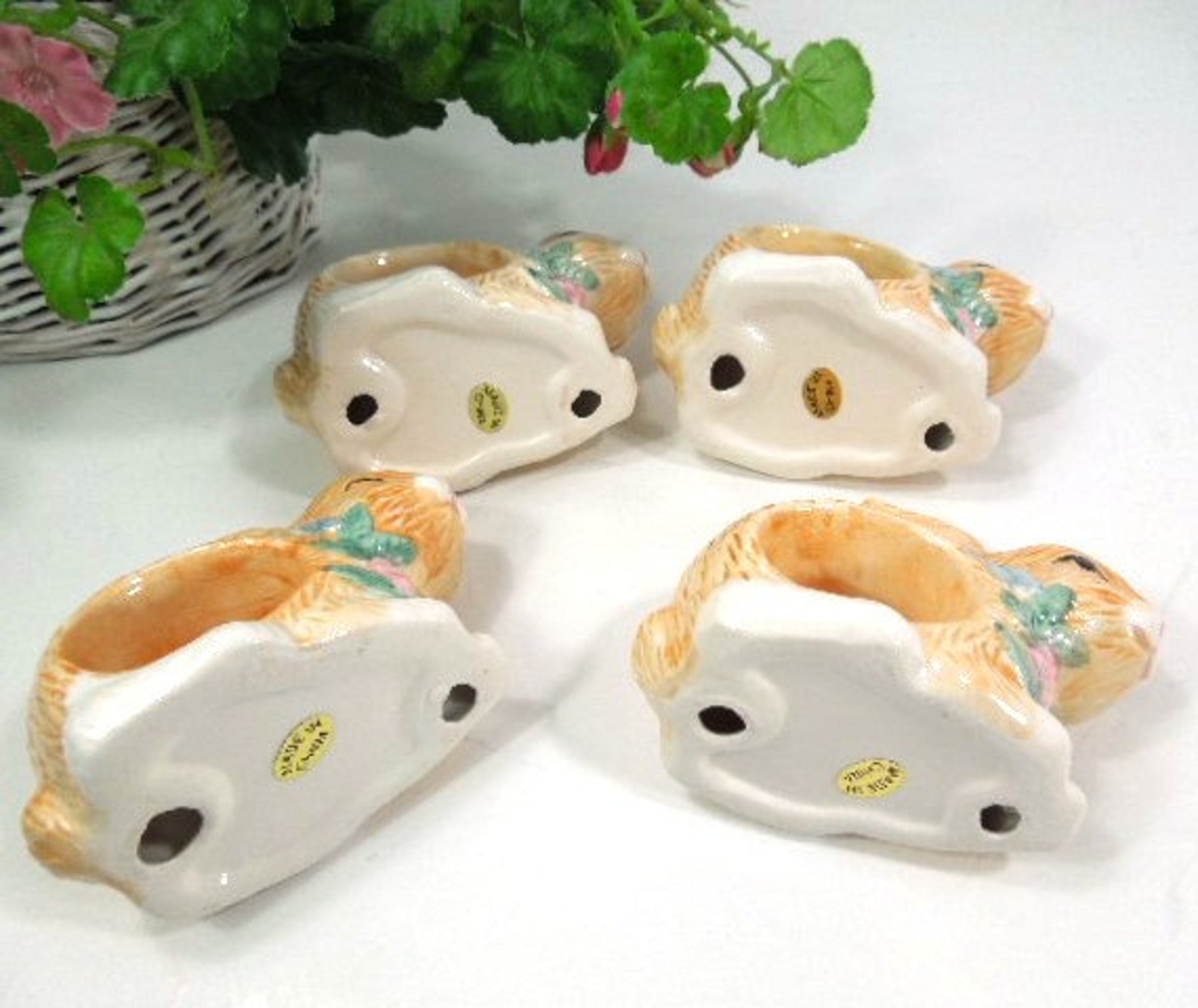 Bunny Napkin Rings Ceramic Bunny napkin holders Set of 4 Etsy