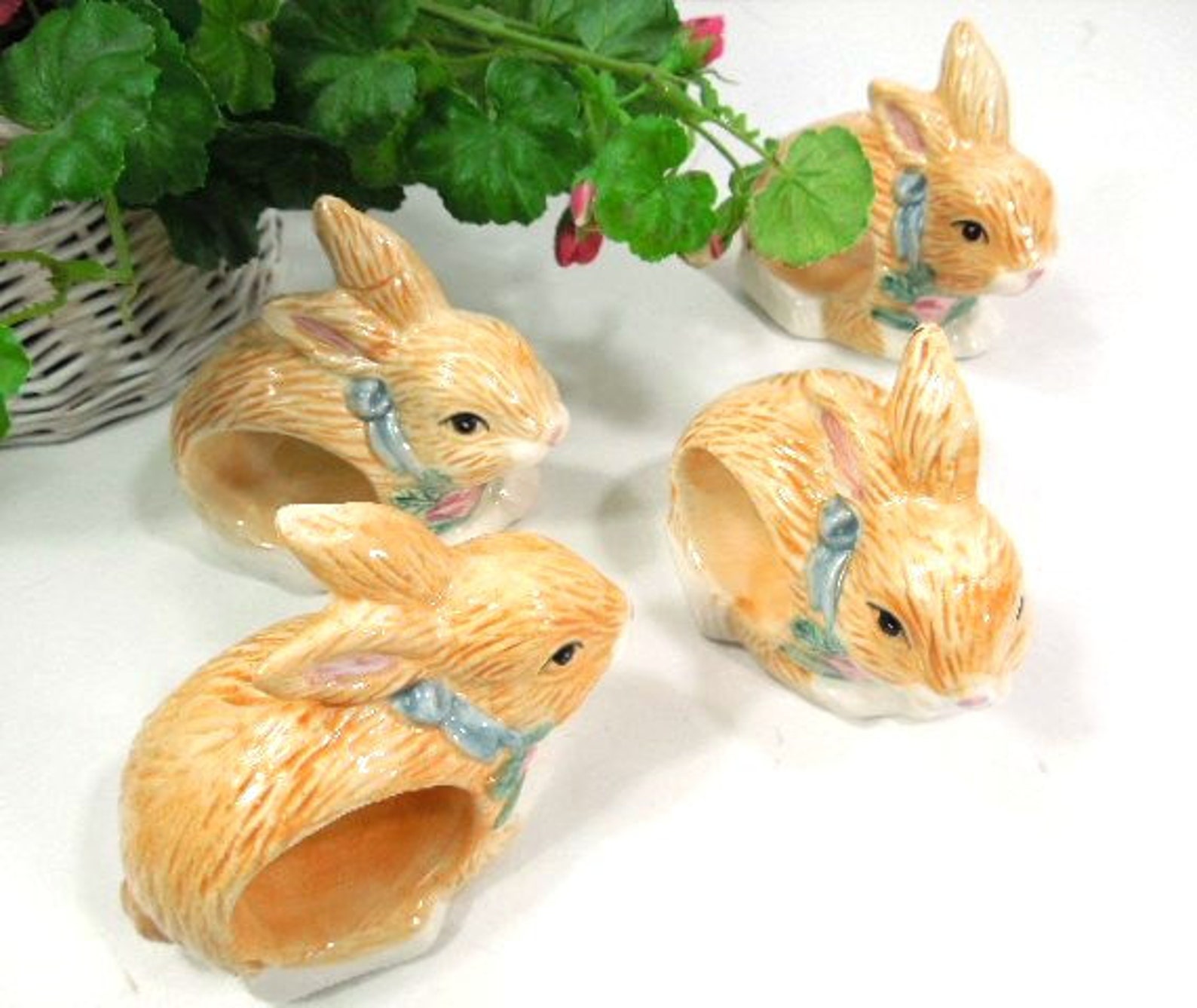 Bunny Napkin Rings Ceramic Bunny napkin holders Set of 4 Etsy