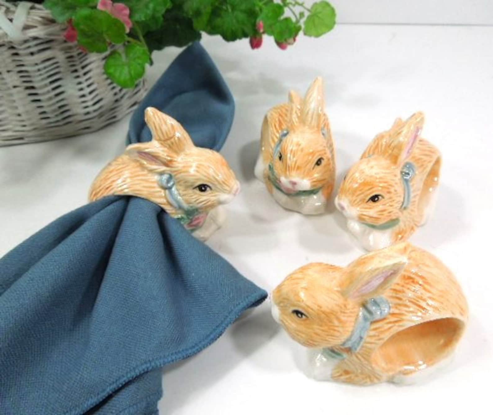 Bunny Napkin Rings Ceramic Bunny napkin holders Set of 4 Etsy