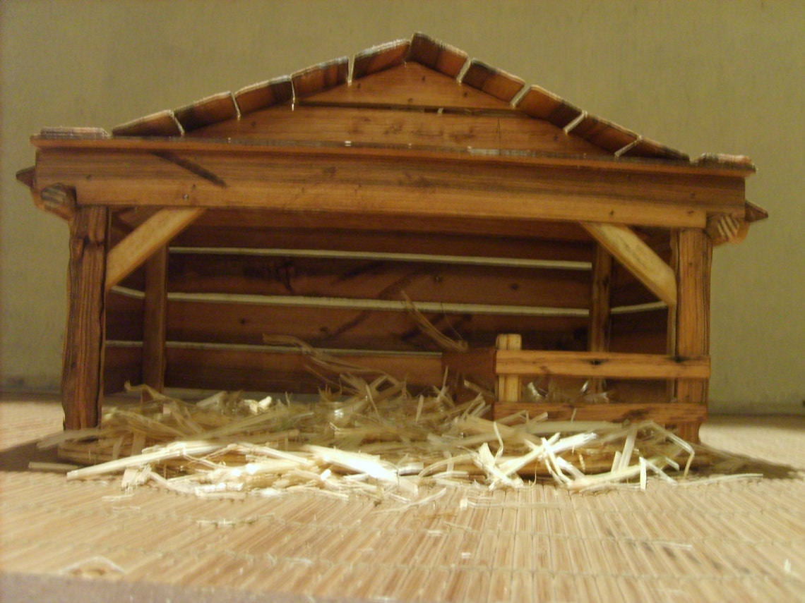 Wooden Creche Nativity Stable Etsy