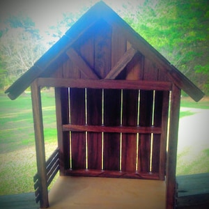 Wood Nativity Stable Creche With Light Ready to ship