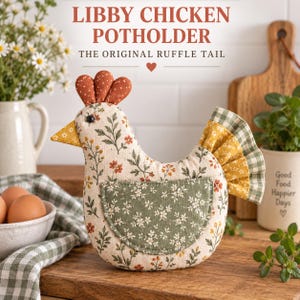 Chicken Pot Holder Sewing Pattern PDF Chicken Oven Mitt Pattern Kitchen Potholder Template Printable PDF A4 US Letter A0 Instant Download
