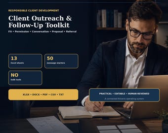Client Outreach CRM Excel Template, Follow Up Tracker, Proposal and Referral System for Freelancers and Agencies