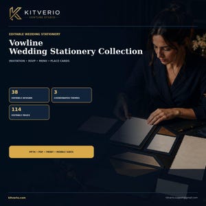 Editable Wedding Stationery Bundle, 114 Templates, Invitation Suite, RSVP QR, Signs, PowerPoint & Canva Import