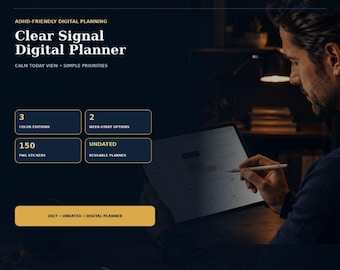 ADHD Digital Planner 2027 & Undated, Goodnotes Hyperlinked Planner, Monday Sunday Start, Daily Weekly Monthly