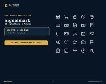 60 Business-Icons (SVG/PNG-Bundle) | Icon-Set für Kleinunternehmen, Dienstleistungen, E-Commerce, Websites und soziale Medien | Kommerzielle Nutzung