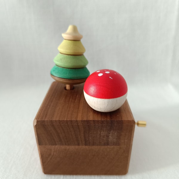 Mader Forest Toadstool Wooden Music Box, Children's Toys, Mozart's Magic Flute Melody