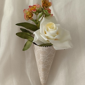 12pcs Hanging Wedding Burlap Lace Cones, Wedding decoration, Country, Rustic Wedding Decor