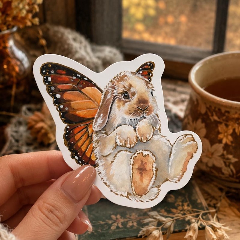 Rabbit Die Cut Sticker - Etsy UK