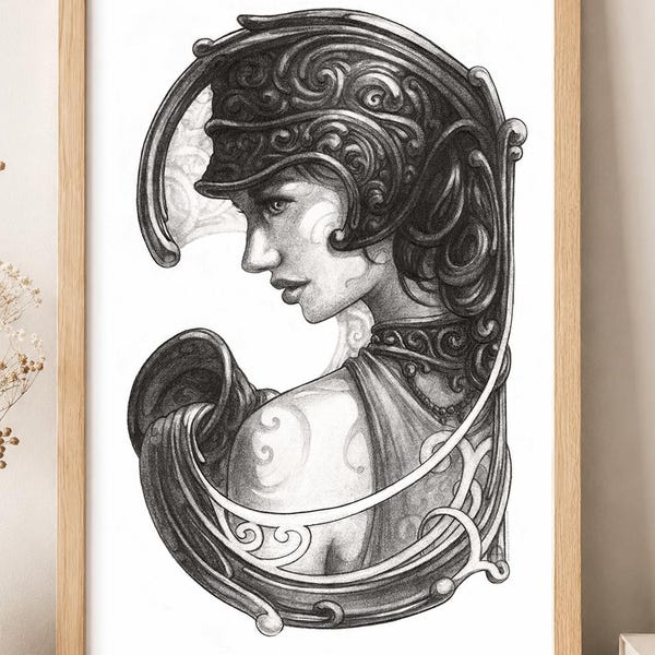 Aquarius - Pencil Drawing Wall Art Print - Astrology Series