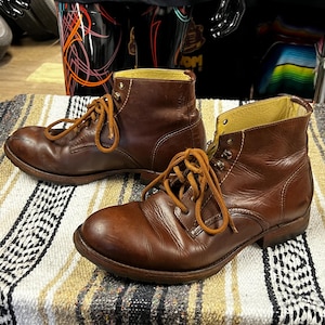 Bottines de combat en cuir marron COBRA d'occasion pour hommes, taille 10US 43EU, vêtements de travail robustes, cool, style denimhead, motard denimdude, mode militaire