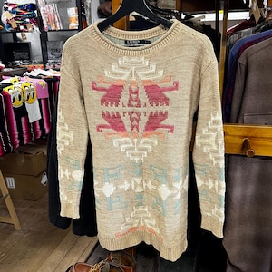 Lauren Ralph Lauren Abstract Indian Southwestern Navajo Knitted Sweater, Vintage Sweater, Western Sweater, Ralph Lauren Sweater, Aztec