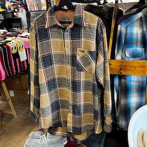 Marlboro Classics Vintage 1990s Checkered Plaid Western Flannel Button-Up Rugged Shirt, Cowboy Shirt, Checked Shirt, Earth Tones Shirt, Mens