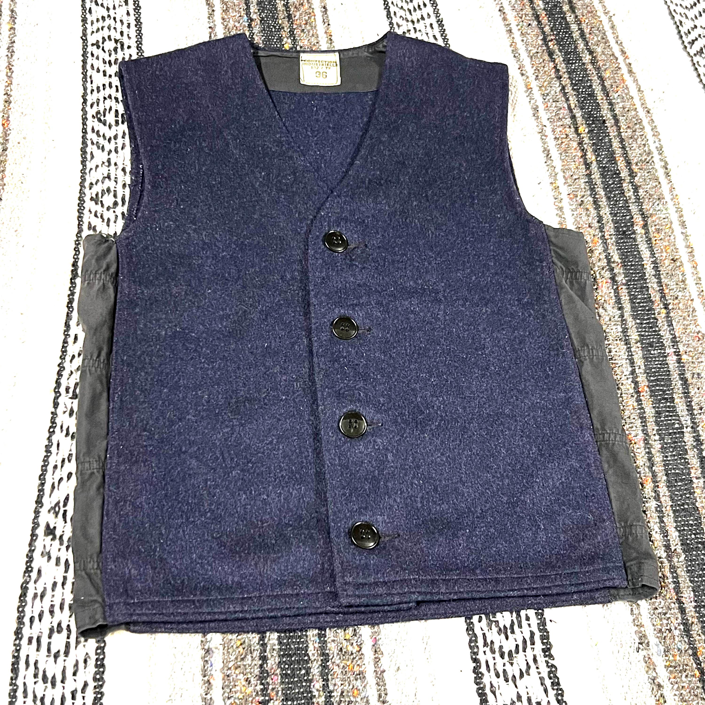 Vintage French Military Confection Industrielle Wool Vest Liner