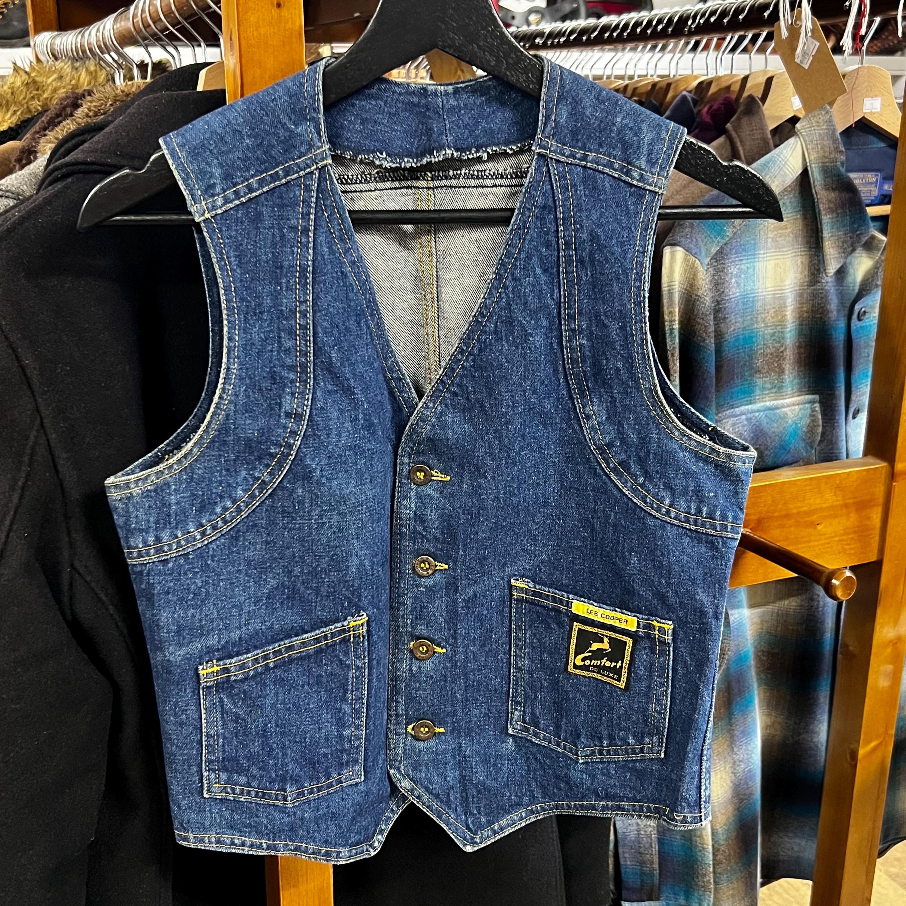 Vintage Lee Cooper 1970s Comfort De Luxe Blue Denim Western Vest