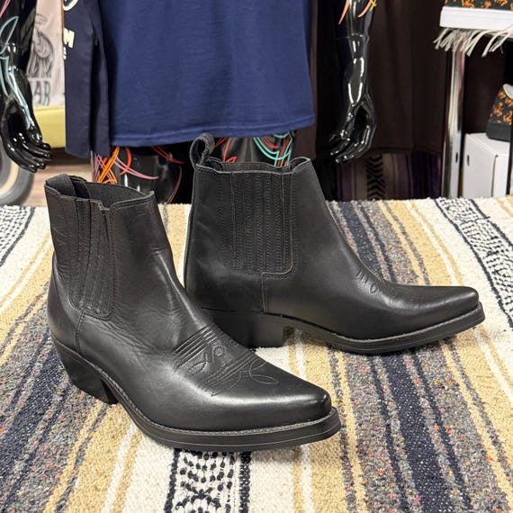 Kentucky’s Western Unused Black Leather Cowboy Western Ankle Boots, Women’s 11US 41EU Country Style Short Boots