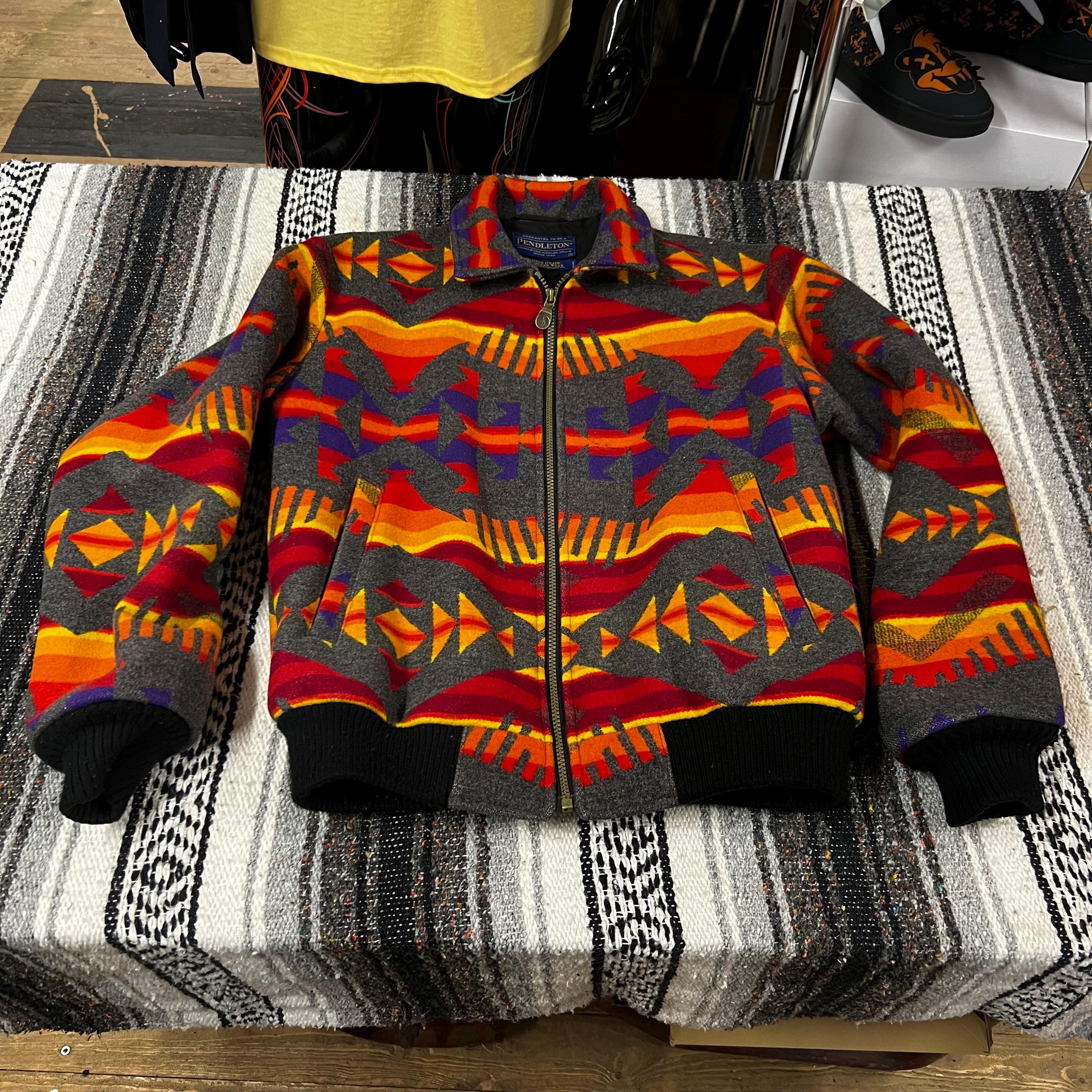 Vintage Pendleton Wool Bomber Jacket, Southwestern Aztec Pattern