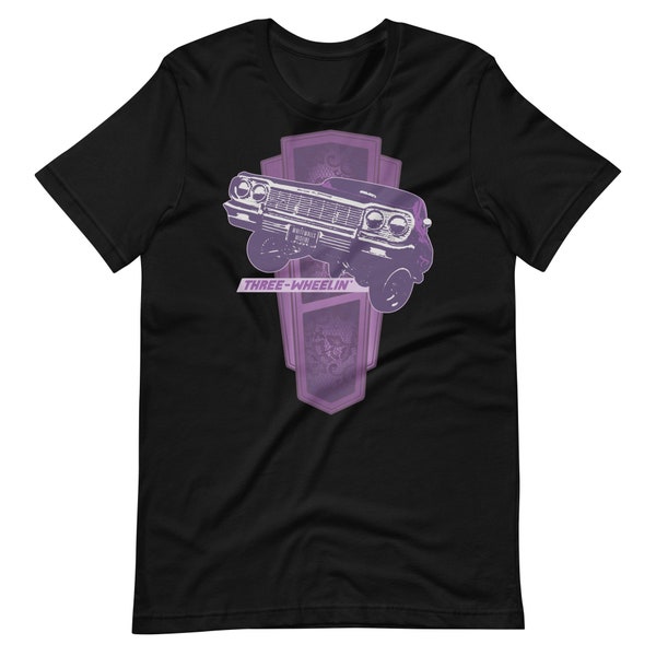 THREE-WHEELIN' Whitewalls Misfire unisex lowrider lowriding custom car kustom kulture cool t-shirt