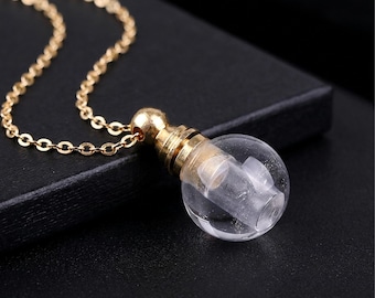 Collar con colgante de urna redonda de cuarzo blanco para cenizas humanas, regalo por la pérdida de un perro