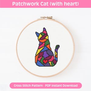 Patchwork-Katzen-Kreuzstichmuster: Entworfen für 14-fädigen Aida-Stoff - 2 Muster