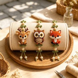 Cute Animal Seed‑Bead Bracelet DIY Kit, Beginner Macrame Charm Jewelry Craft Set, Woodland Wildlife Handmade Hobby Gift.