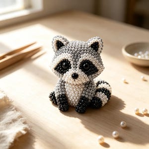 3D Beading DIY Kit, Suitable For Beginners, Handmade Pearl Beaded Panda, Rabbit, And Turtle Figurines, Unique Desktop Decorations.