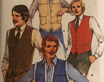 Butterick 4005 Men’s vintage vest sewing pattern size 42-46. Free shipping in USA