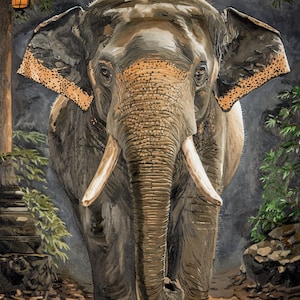 Elephant Painting - The Watcher | Fine Art Wildlife Print
