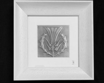 Art Nouveau Thistle Pewter Picture