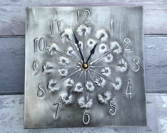 Dandelion Pewter Clock