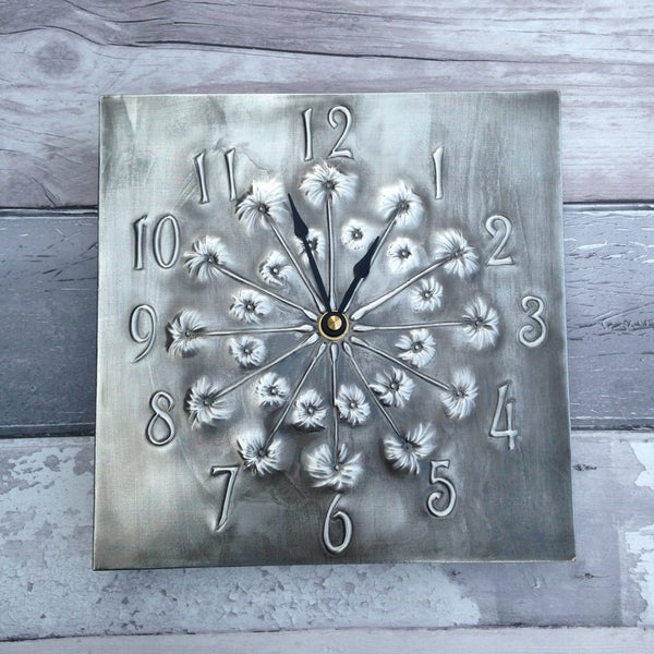 Dandelion Pewter Clock