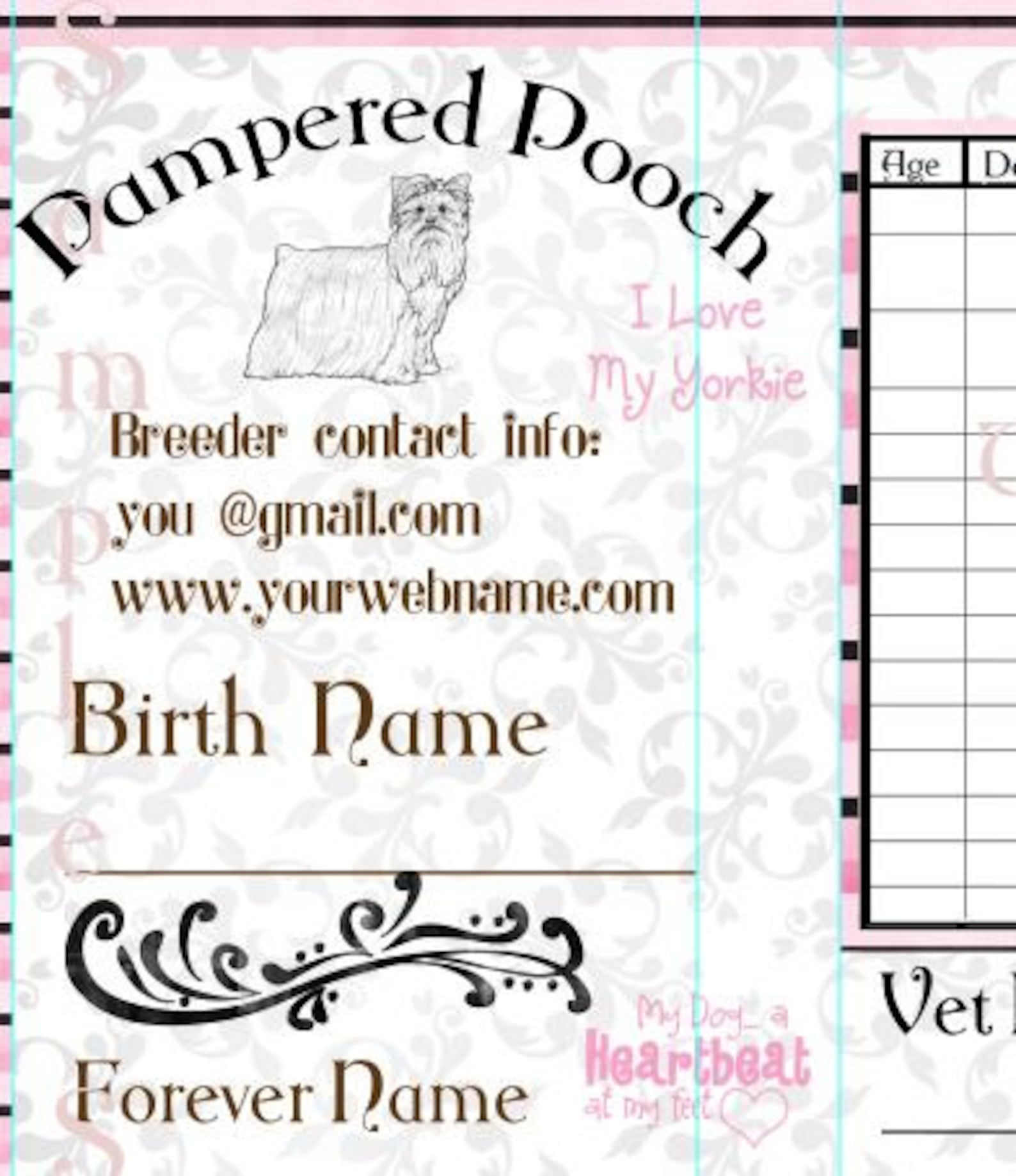 Customizable Vaccination Cards for Dog Breeders Puppy ...