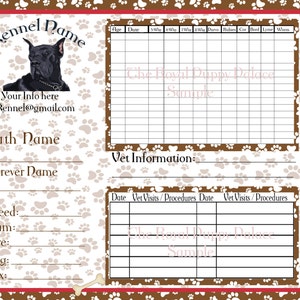 Dogue Alemão Digital, Cartões de Vacinação Personalizáveis para Criadores de Cães, Registro de Saúde de Filhotes.