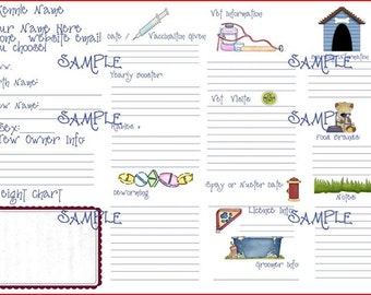 Generic Choose your own breed Customizable Vaccination Cards for Dog Breeders, Puppy Health Record.
