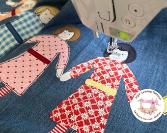 NEW DESIGN  - The Girls Sewing Appliqué Template - PDF Download Pattern