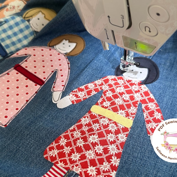 NEW DESIGN  - The Girls Sewing Appliqué Template - PDF Download Pattern