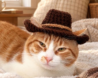 Cowboy Hat for Cat Crochet Pattern  digital PDF instant download DIY custome Accessory