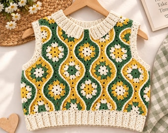 Ada Top Crochet Pattern Vest  Granny Square Top PDF digitally download