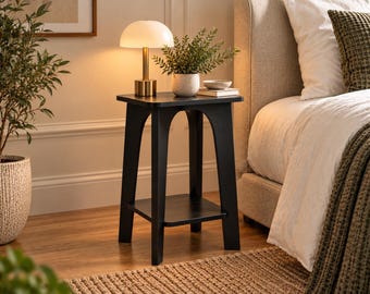 Modern Wood Bedside Table, Minimalist Nightstand with Shelf, Wooden Bedside Table, Bedroom Side Table, Contemporary Bedroom Furniture