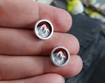 925 silver Mountain earrings for women hiking theme