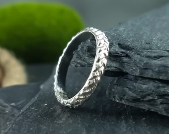 small braided ring, silver woven ring, simple wedding ring, dainty braid ring, silver bohemian ring, boho style ring, 925 silver womenring,