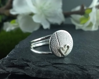 Little heart ring, silver heart ring, women heart ring, women 925 ring, tree leaf ring, circle ring, circle women 925 ring, heart 925 silver